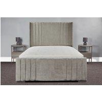 Sloomy Elise Wing Back Bed Frame with Sprung Memory Foam Mattress- Silver Plush | Size: Super King