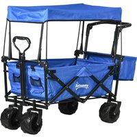 OUTSUNNY Outdoor Push Pull Wagon Stroller Cart w/ Canopy Top in Blue