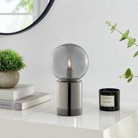 FurnitureboxUK Hattie Industrial Smoked Glass & Silver Table Desk Lamp