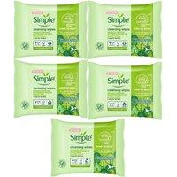 Simple Women's Kind to Skin Cleansing Biodegradable 'Facial Wipes' 25pcs, 5Pk in White