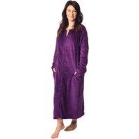 Camille Women's Classic Supersoft Diamond Print Zip Up Housecoat in Purple | Size: 10-12