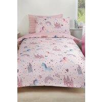 OHS Unicorn Kingdom Duvet Cover Set in Light Pink | Size: Double