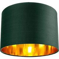 Happy Homewares Contemporary Cotton Lamp/Light Shade with Shiny Paper Inner in Dark Green | Size: 12 inches