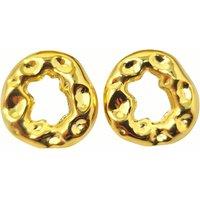 Harfi Women's Bold Textured Doughnut Shaped Stud Gold Plated Earrings