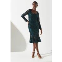 Coast Women's Party Sequin Lace Long Sleeve Midi Dress in Forest | Size: 10