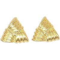 Harfi Women's Large Gold Plated Textured Triangle Earrings