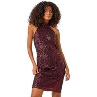 Dusk Sequin Halter Trapeze Dress