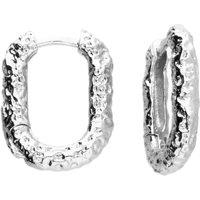 Harfi Women's Sterling Silver U-shaped Molten Hinged Huggie Earrings