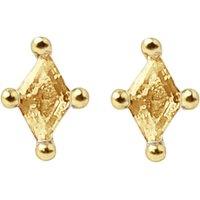 Harfi Women's Tiny Citrine Stud November Birthstone Diamond Shaped Earrings in Orange