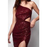 Jaded Rose Women's Jeya Sequin One Shoulder dress in Dark Red | Size: 12