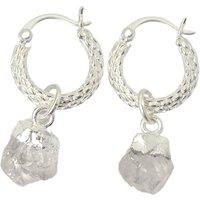 Harfi Women's Raw Moonstone June Birthstone Huggie Hoops Sterling Silver Gemstone Earrings