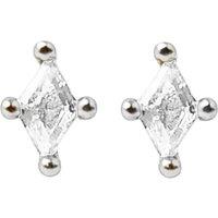 Harfi Women's Tiny Stud Diamond April Birthstone Sterling Silver Earrings in Gold