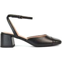 'Mavis' Low Mid Heel Square Toe Court Shoes With Ankle Strap
