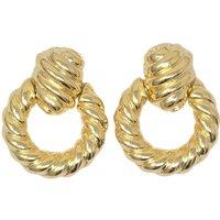 Harfi Women's Chunky Croissant Textured Donut Dangle Gold Plated Earrings