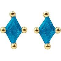Harfi Women's Tiny Turquoise Stud December Birthstone Diamond Shaped Earrings in Blue