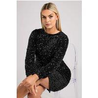 Yours Women's Velvet Sequin Dress in Black | Size: 18