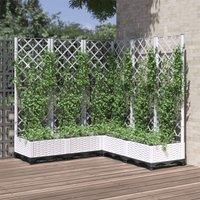 Berkfield Home Garden Planter with Trellis White 120x120x121.5 cm PP