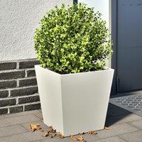 Berkfield Home Garden Planters White 2 pcs 40x40x40 cm Steel | Size: 40 x 40 x 40 cm