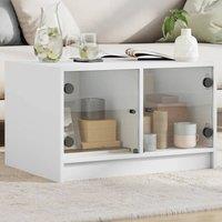 Berkfield Home Coffee Table with Glass Doors White 68x50x42 cm | Size: 68 x 50 x 42 cm