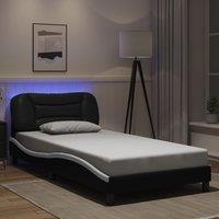 Berkfield Home Bed Frame with LED without Mattress Black & White 100x200 cm