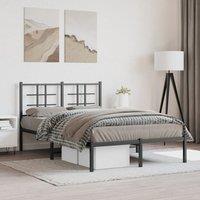 Berkfield Home Metal Bed Frame without Mattress with Headboard Black 120x200cm | Size: Small Double