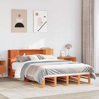 Berkfield Home Bookcase Bed without Mattress Wax Brown 160x200 cm Solid Wood in White