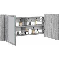 Berkfield Home LED Bathroom Mirror Cabinet Grey Sonoma 100x12x45 cm | Size: 100 x 12 x 45 cm