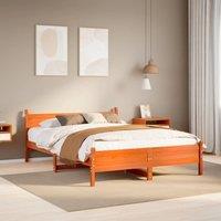 Berkfield Home Bed Frame without Mattress Wax Brown 135x190 cm Double Solid Wood Pine