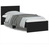 Bed Frame without Mattress with LED Lights Black 75x190 cm Small Single