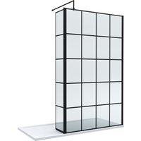 Balterley 8mm Glass Wetroom Screen & Return Black Framed & Tray 1700 x 900mm