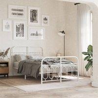 Metal Bed Frame without Mattress with Footboard White 120x200cm