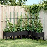 Berkfield Home Garden Planter with Trellis Black 160x120x142.5 cm PP