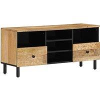 Berkfield Home TV Cabinet 100x33x46 cm Solid Wood Mango in Brown | Size: 100 x 33 x 46 cm