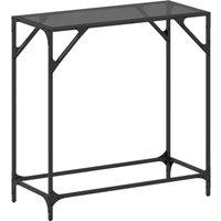 Console Table with Black Glass Top 80x35x81 cm Steel