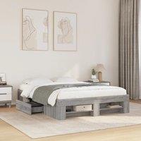 Berkfield Home Bed Frame without Mattress Grey Sonoma 120x200 cm Engineered Wood | Size: Small Double