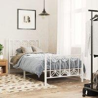Berkfield Home Metal Bed Frame without Mattress with Footboard White 90x190cm | Size: 90x190 cm