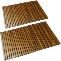 Berkfield Home 2 pcs Acacia Bath Mat 80 x 50 cm in Brown
