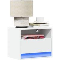 Berkfield Home Wall-mounted Bedside Cabinets with LED Lights 2 pcs White