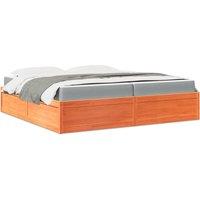 Berkfield Home Bed with Mattress Wax Brown 200x200 cm Solid Wood Pine