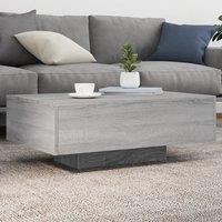 Berkfield Home Coffee Table with LED Lights Grey Sonoma 85x55x31 cm | Size: 85 x 55 x 31 cm
