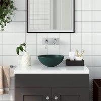 Berkfield Home Bathroom Sink Ceramic Dark Green Round