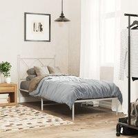 Berkfield Home Metal Bed Frame without Mattress with Headboard White 80x200cm | Size: 80x200 cm