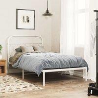 Berkfield Home Metal Bed Frame without Mattress with Headboard White 107x203cm | Size: 107x203 cm