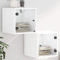 Berkfield Home Bedside Cabinets with Glass Doors 2 pcs White 35x37x35 cm | Size: 35 x 37 x 35 cm