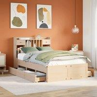 Bookcase Bed without Mattress 135x190 cm Double Solid Wood Pine