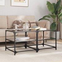 Berkfield Home Coffee Tables with Black Glass Top 2 pcs 50x50x45 cm Steel | Size: 50 x 50 x 45 cm