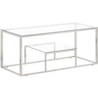 Coffee Table Silver Stainless Steel and Tempered Glass