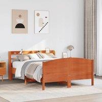Bed Frame without Mattress Wax Brown 120x190 cm Small Double Solid Wood Pine