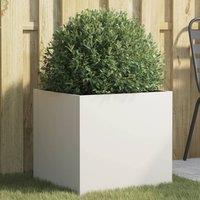 Berkfield Home Planter White 49x47x46 cm Steel | Size: 49 x 47 x 46 cm