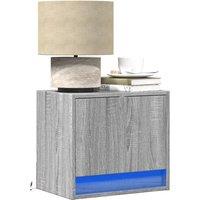 Berkfield Home Wall-mounted Bedside Cabinets with LED Lights 2 pcs Grey Sonoma